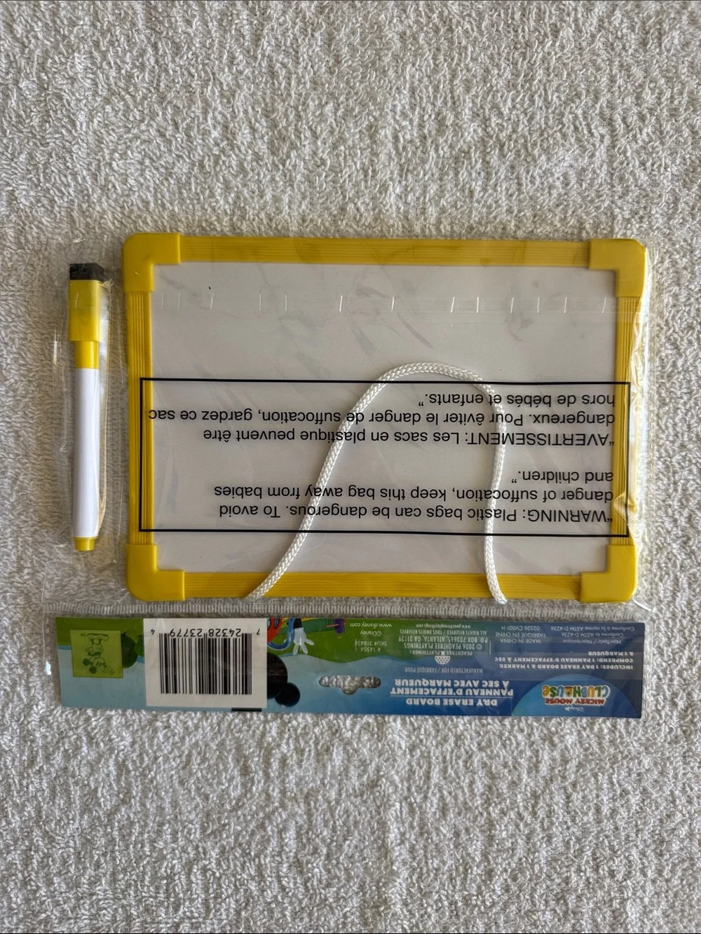 Disney Mickey Mouse Yellow Dry Erase Board with Marker